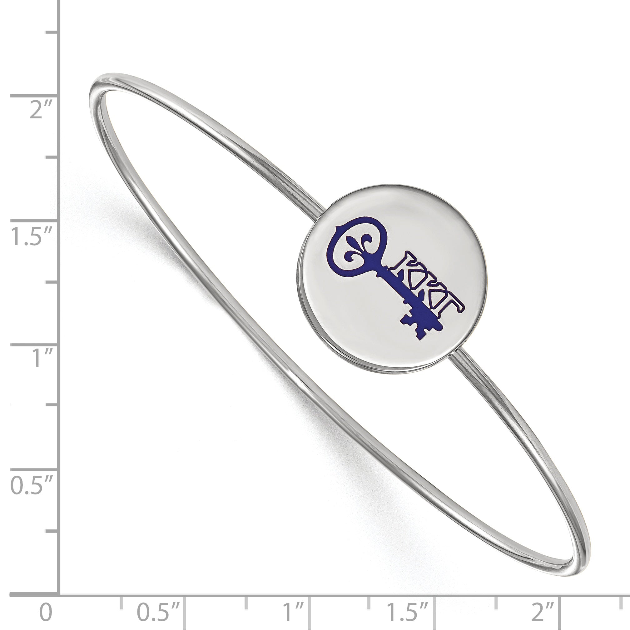 Sterling Silver S. Rh Plated Logoart Kappa Gamma Enameled Slip On Bangle