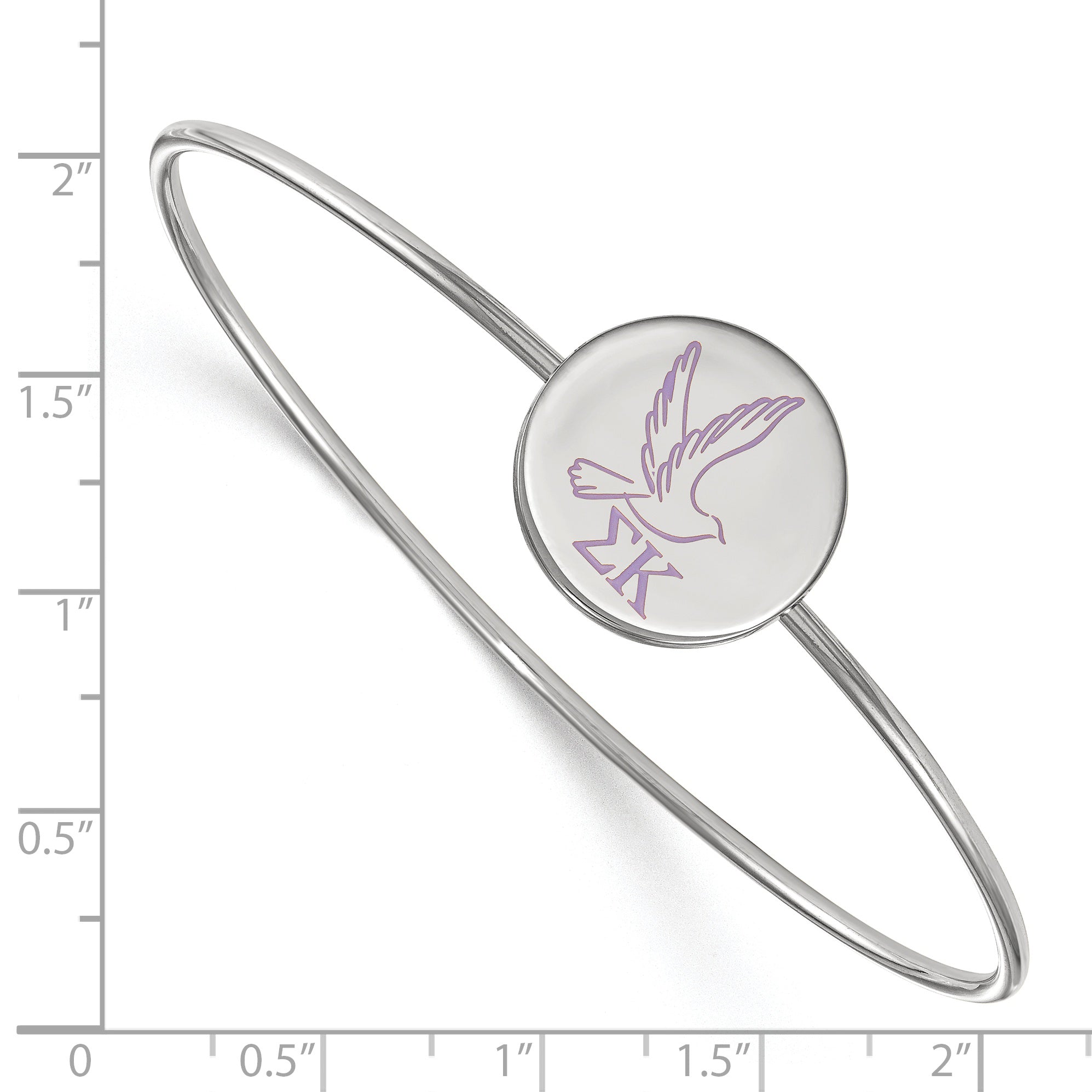 Sterling Silver Rh Plated Logoart Sigma Kappa Enameled Slip On Bangle