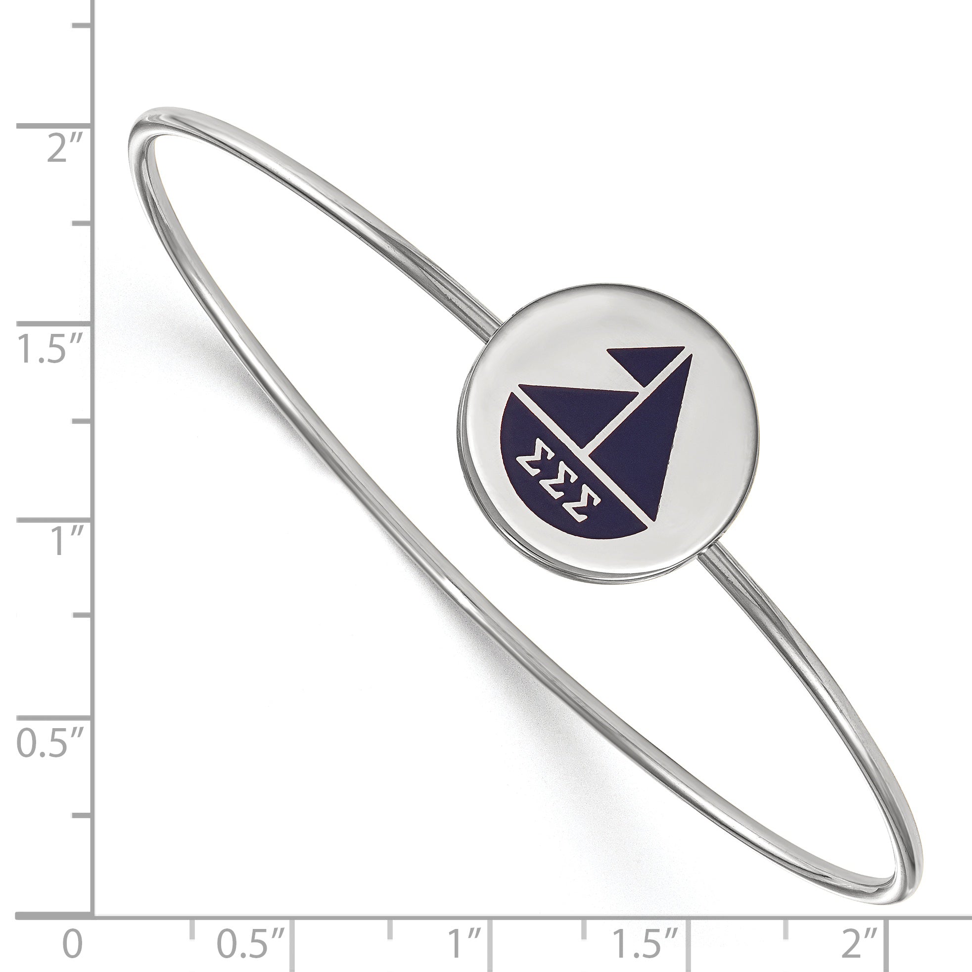 Sterling Silver S. Rh Plated Logoart Sigma Enameled Slip On Bangle