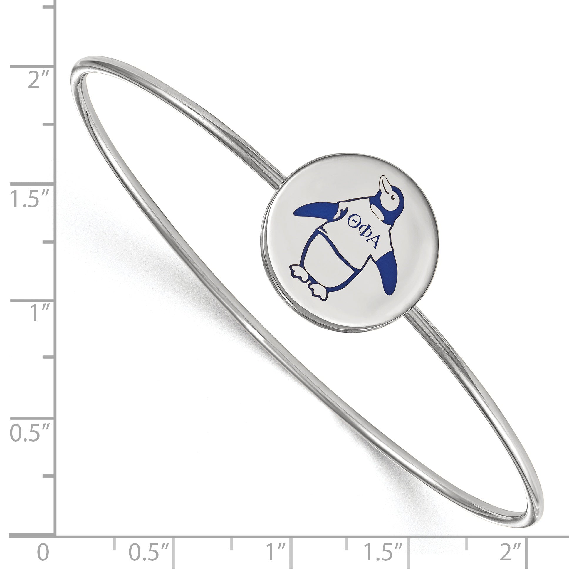 Sterling Silver Rh Plated Logoart Theta Phi Alpha Enameled Slip On Bangle