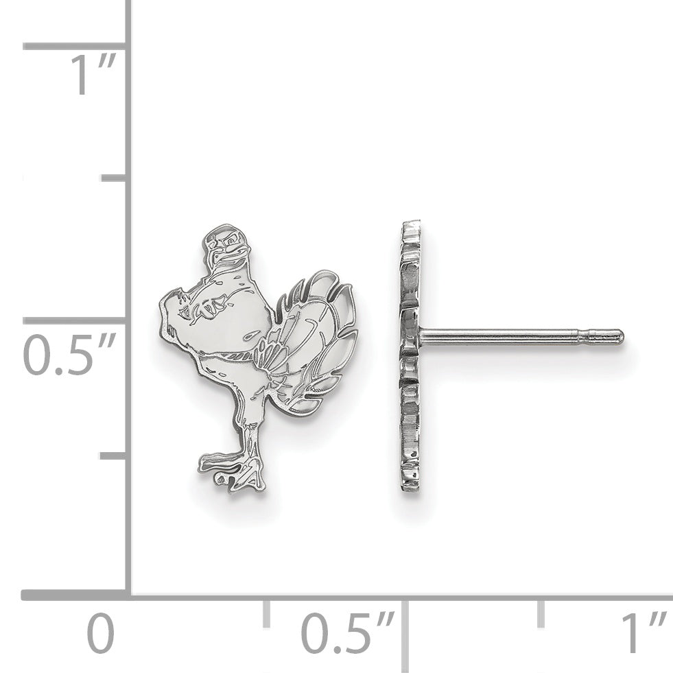 Sterling Silver Rhodium Plated Logoart Virginia Tech Hokiebird Small Post Earrings