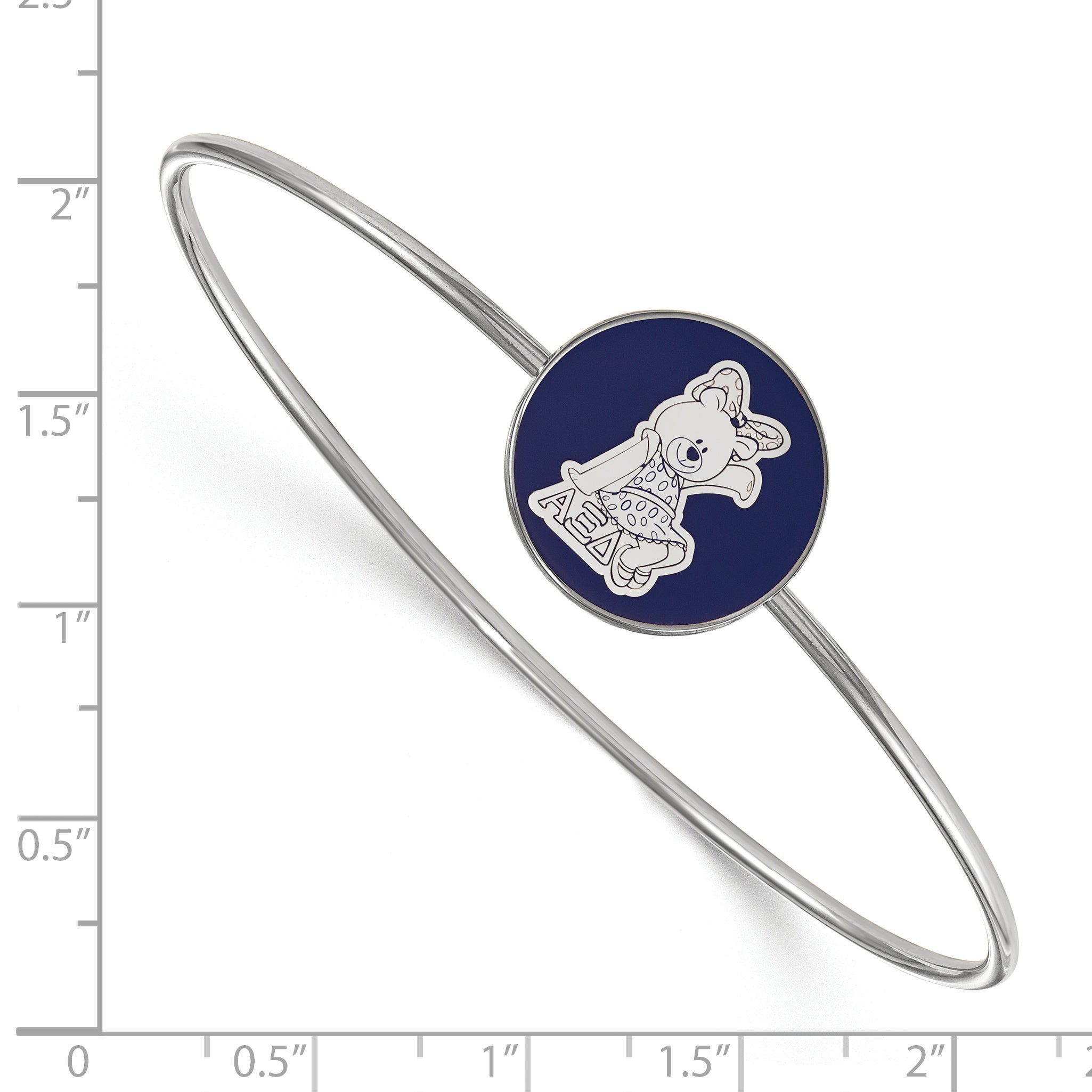 Sterling Silver Rh Plated Logoart Alpha Xi Delta Enameled Slip On Bangle