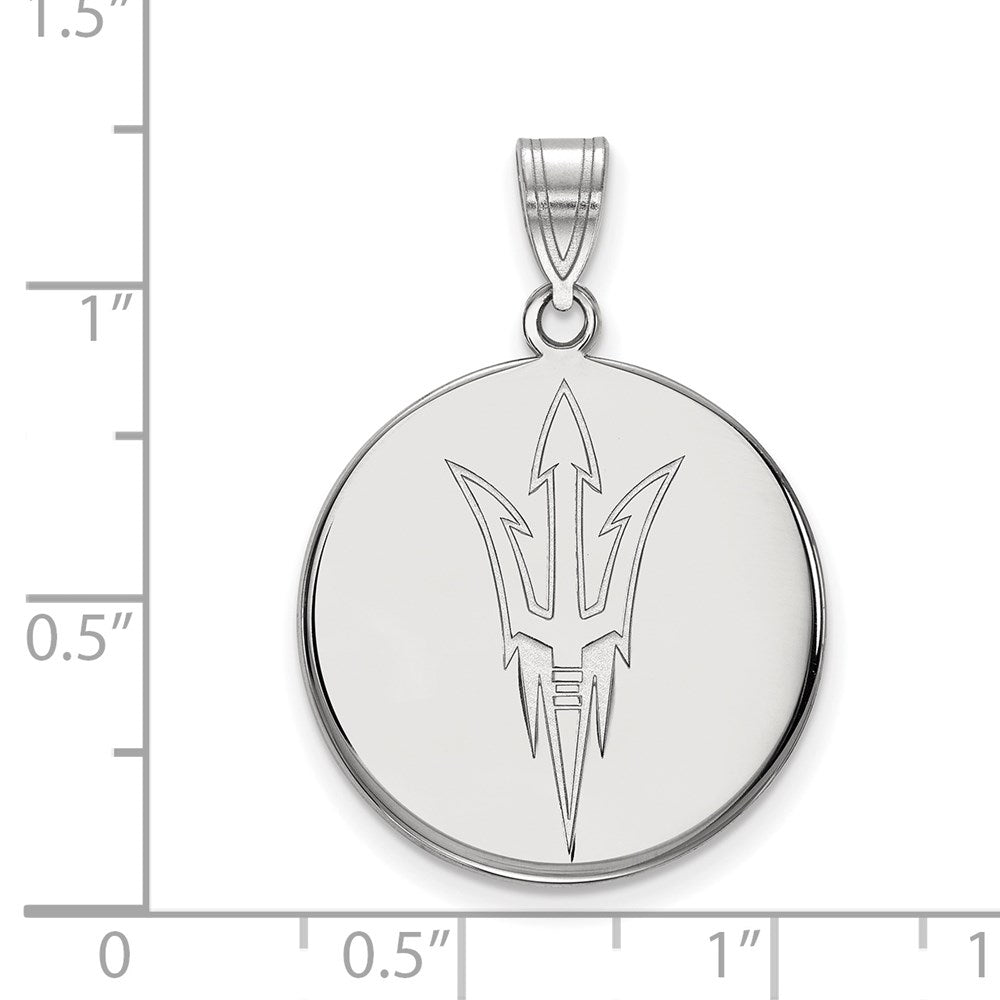 14K White Gold Logoart Arizona State University Pitchfork Large Disc Pendant