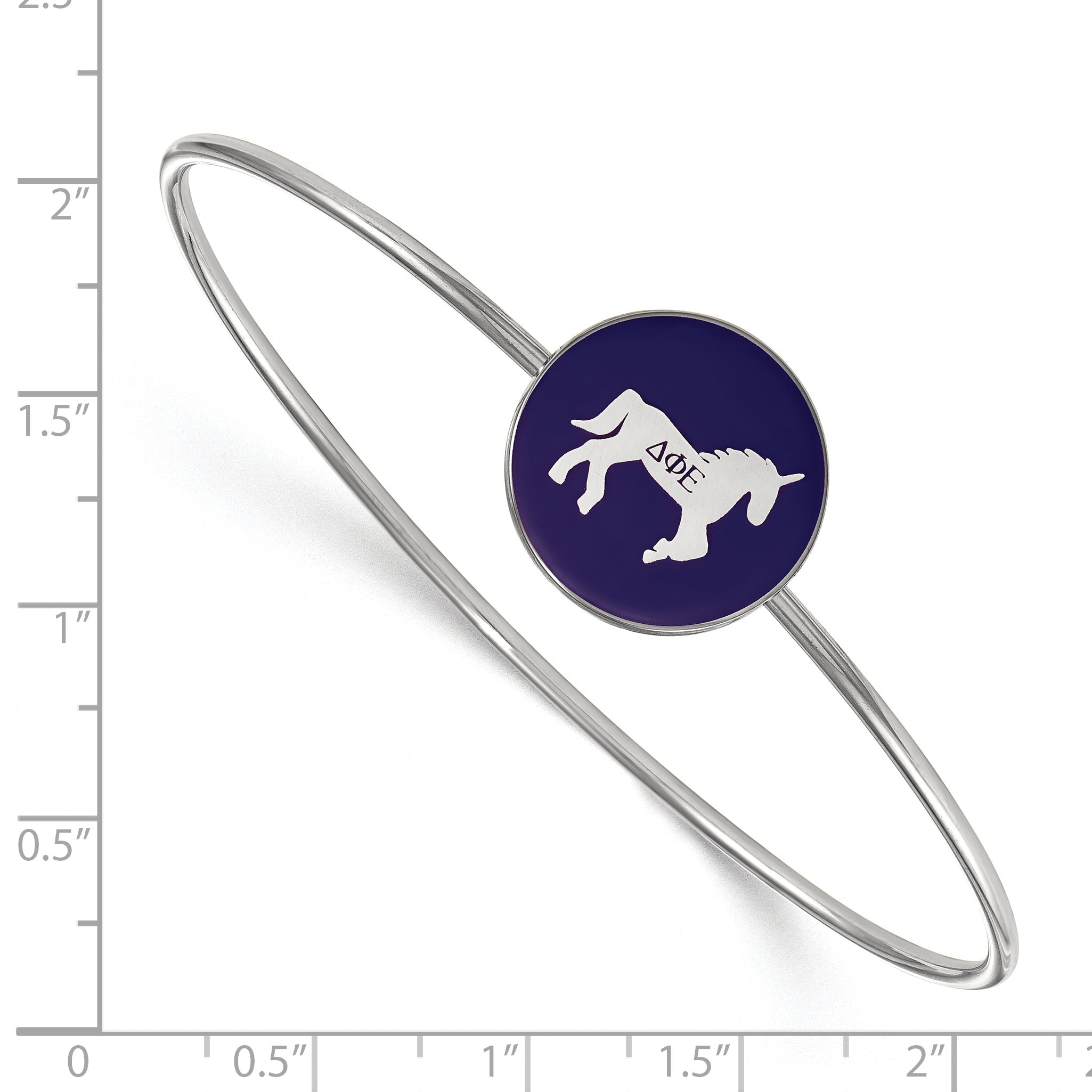 Sterling Silver S. Rh Plated Logoart Delta Phi Epsilon Enameled Slip On Bangle