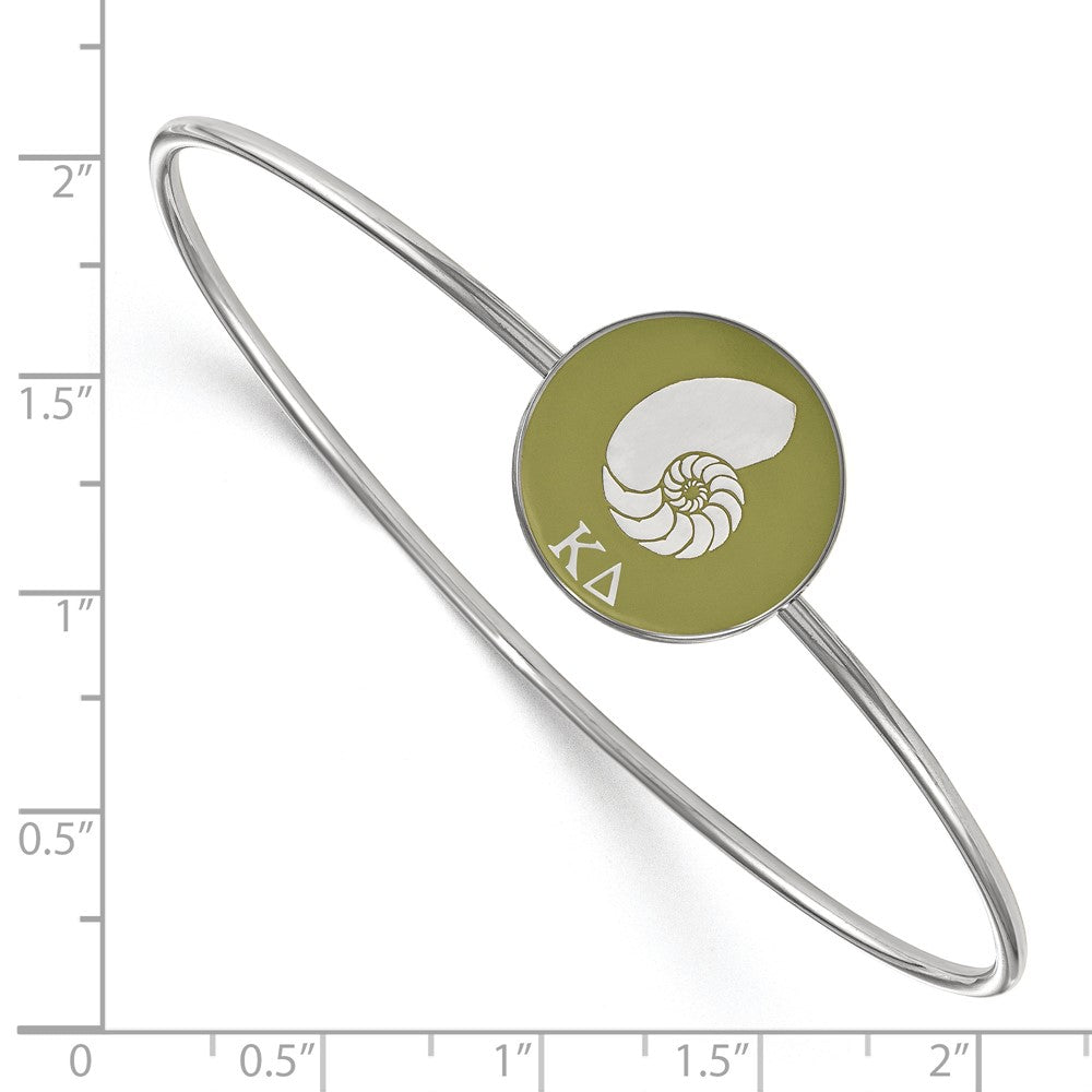 Sterling Silver Rh Plated Logoart Kappa Delta Enameled Slip On Bangle