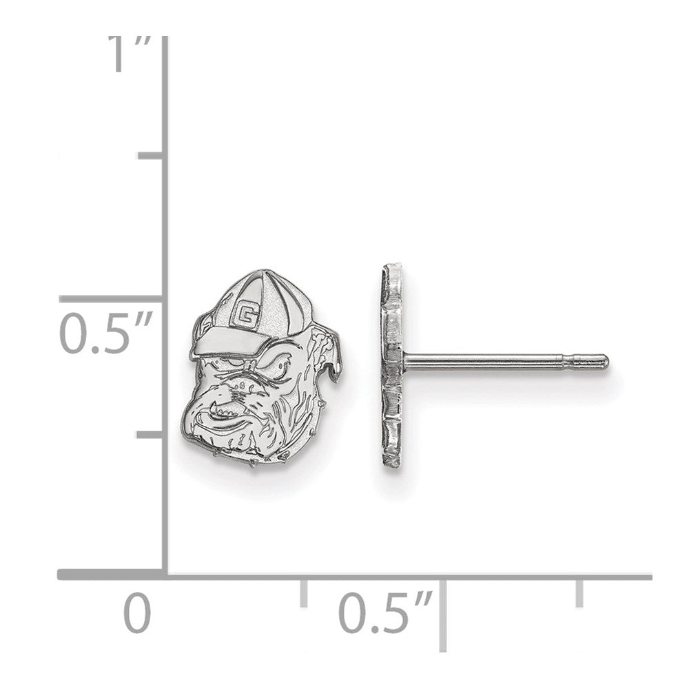 10K White Gold Logoart University Of Georgia Bulldog Extra Small Post Earrings