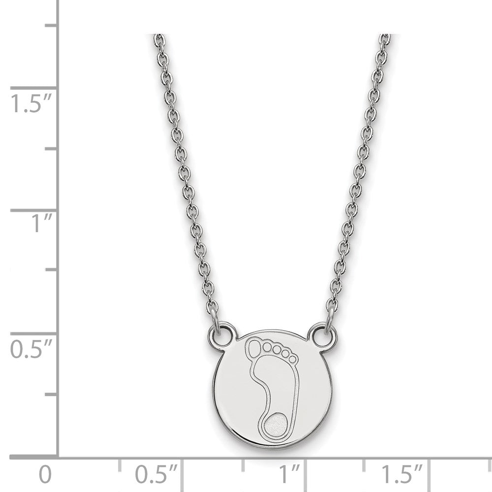 Sterling Silver Rhodium Plated Logoart University Of North Carolina Tar Heel Small Disc Pendant 18 Inch Necklace