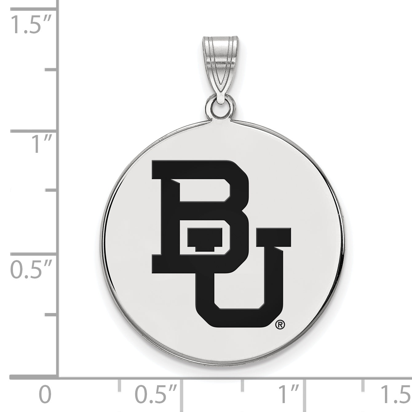 Sterling Silver Rhodium Plated Logoart Baylor University Bears Extra Large Enameled Disc Pendant