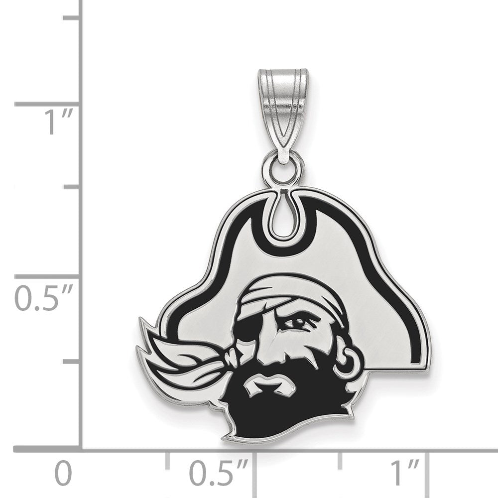Sterling Silver Rhodium Plated Logoart East Carolina University Pirate Large Enameled Pendant