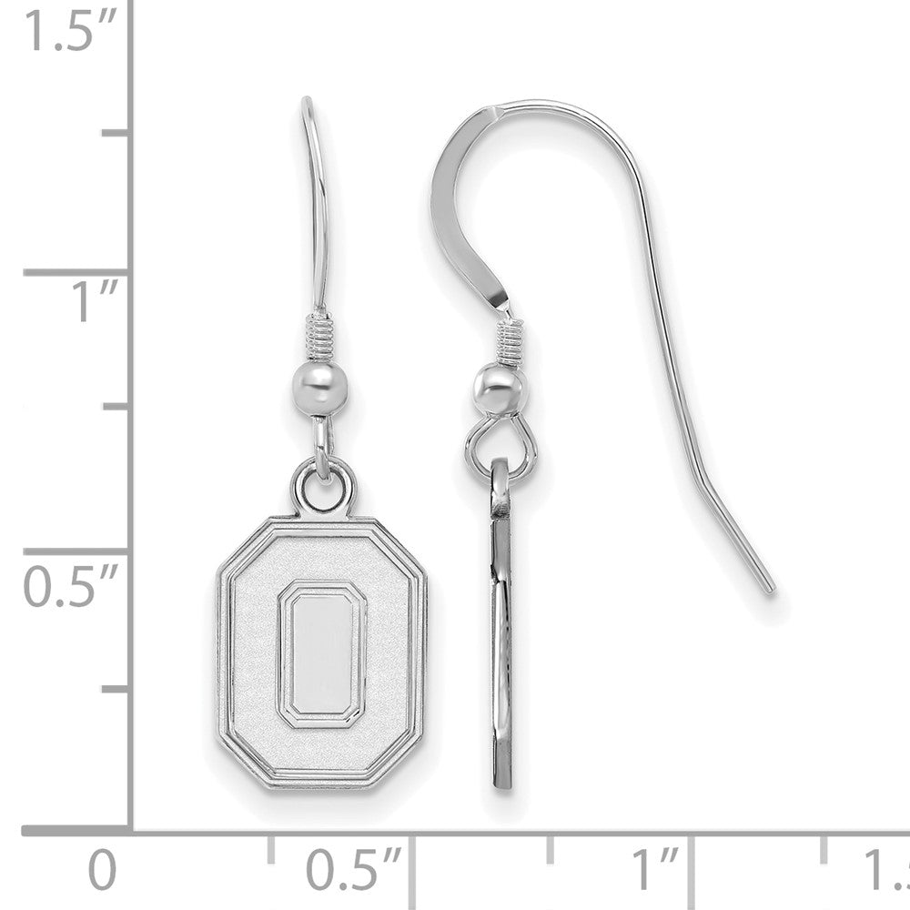 Sterling Silver Rhodium Plated Logoart The Ohio State University Letter O Small Dangle Wire Earrings