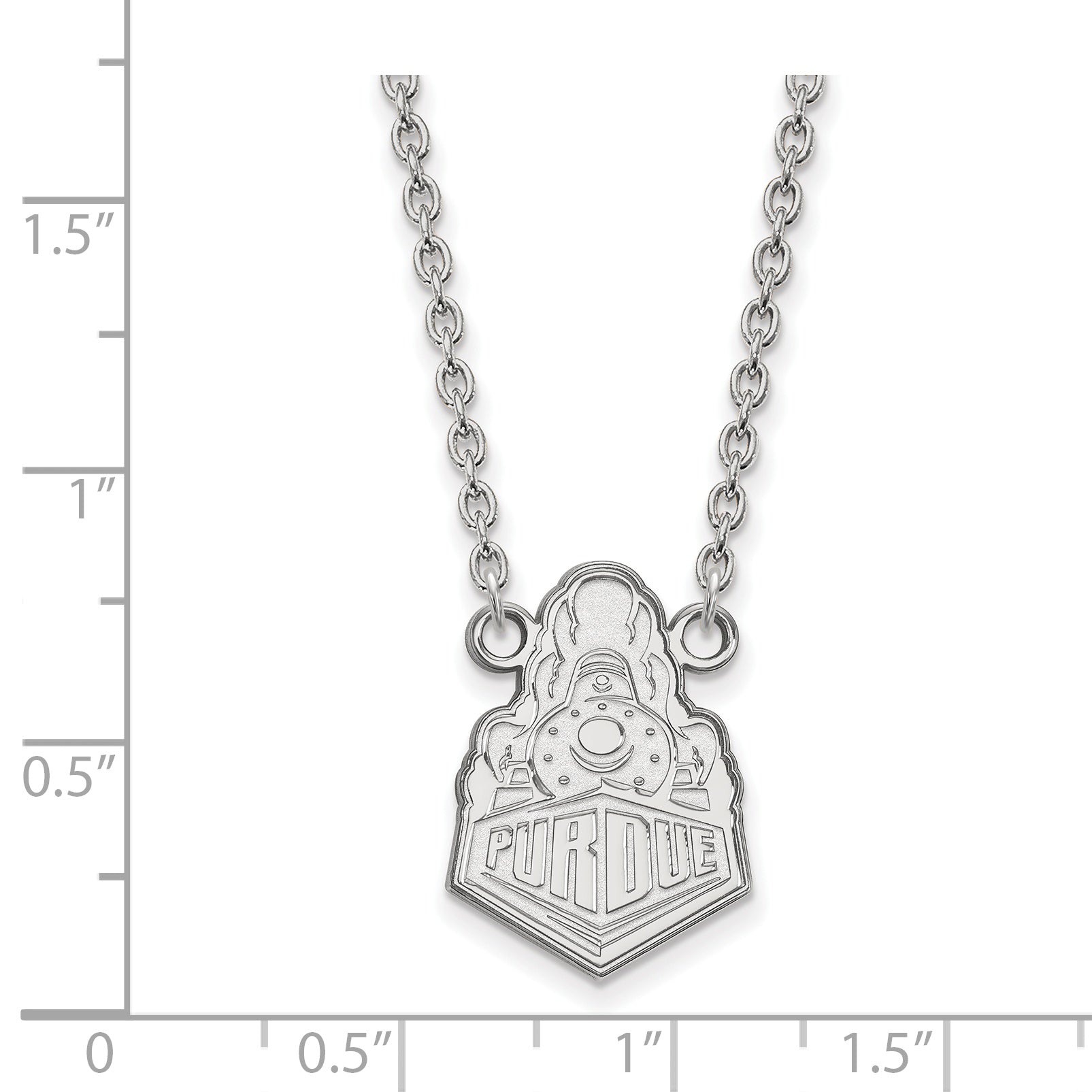 Sterling Silver Rhodium Plated Logoart Purdue University Boilermakers Train Logo Large Pendant 18 Inch Necklace