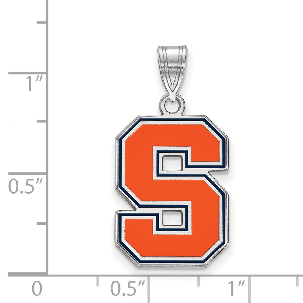Sterling Silver Rhodium Plated Logoart Syracuse University Letter S Large Enameled Pendant