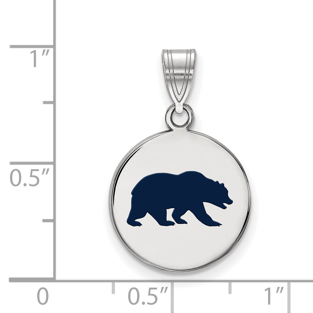 Sterling Silver Rhodium Plated Logoart University Of California Berkeley Bear Medium Enameled Disc Pendant