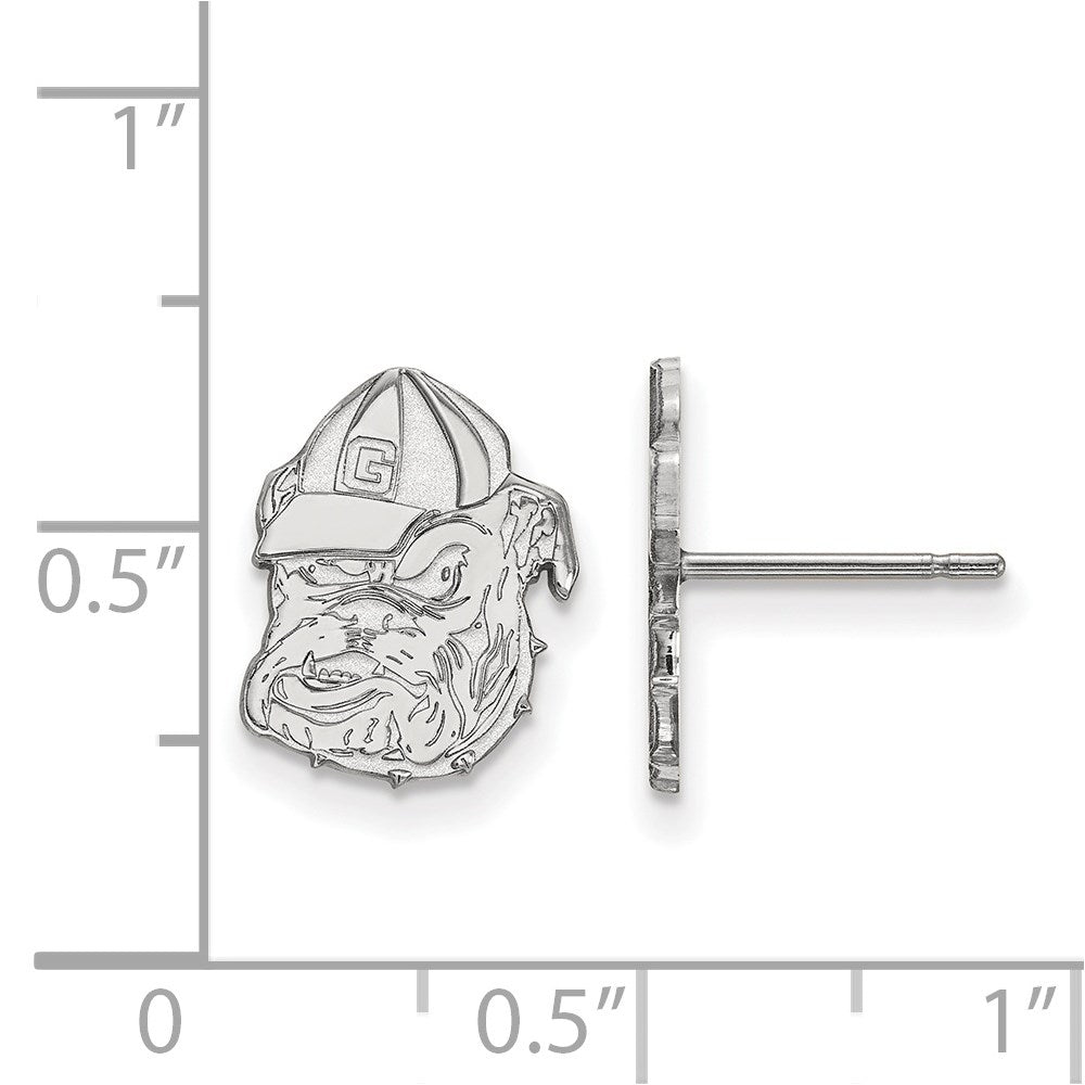 10K White Gold Logoart University Of Georgia Bulldog Small Post Earrings