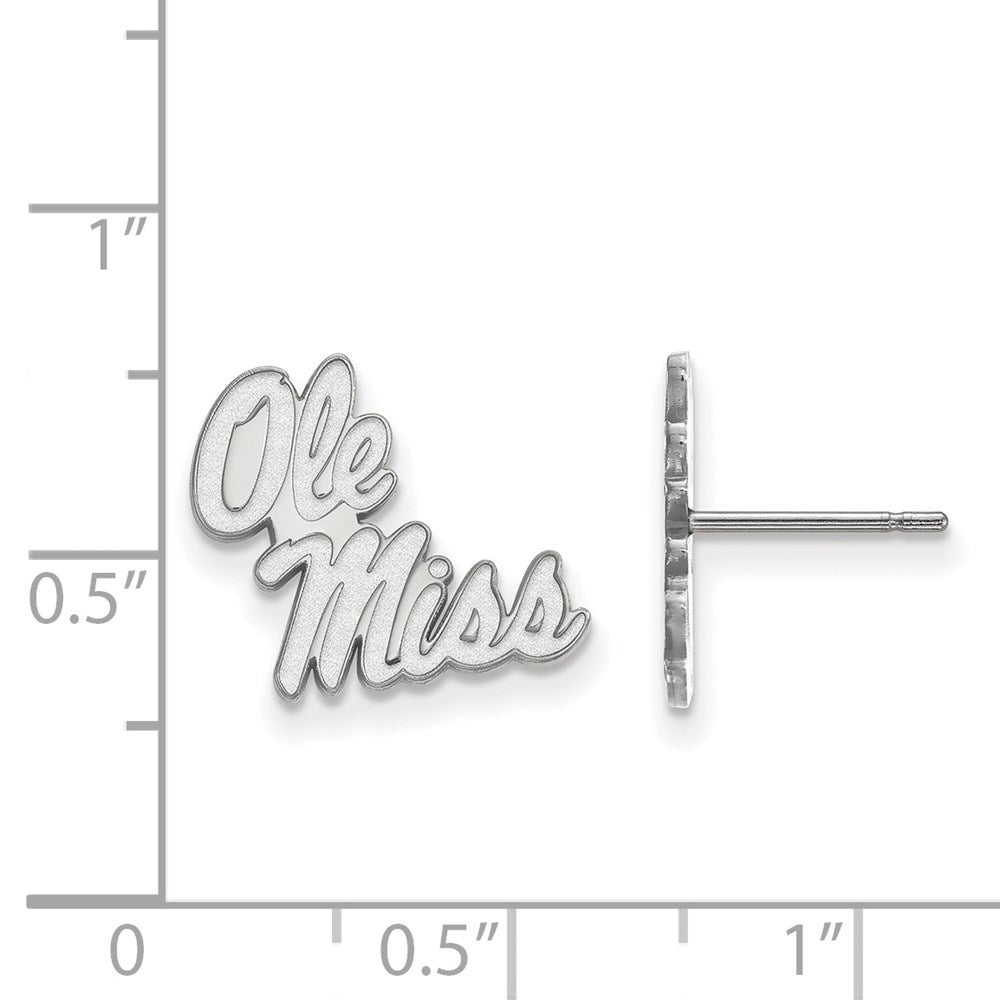 Sterling Silver Rhodium Plated Logoart University Of Mississippi Ole Miss Small Post Earrings