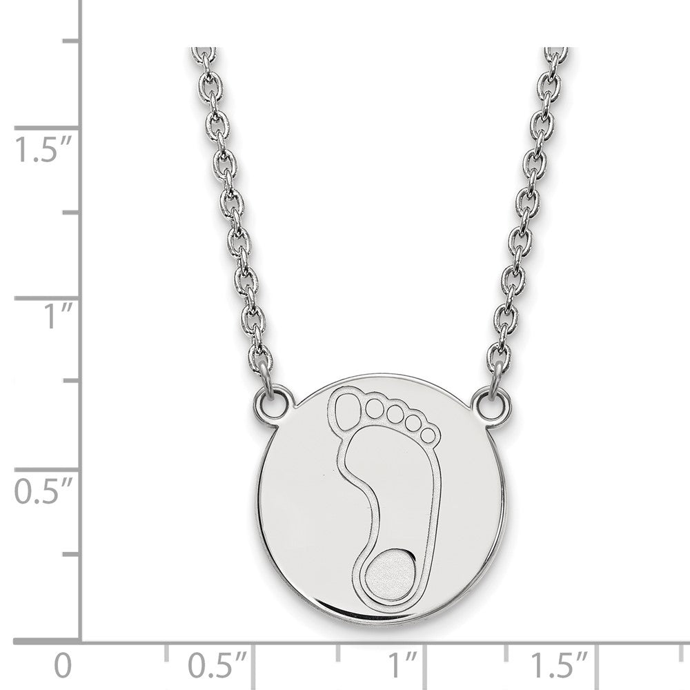 Sterling Silver Rhodium Plated Logoart University Of North Carolina Tar Heel Large Disc Pendant 18 Inch Necklace