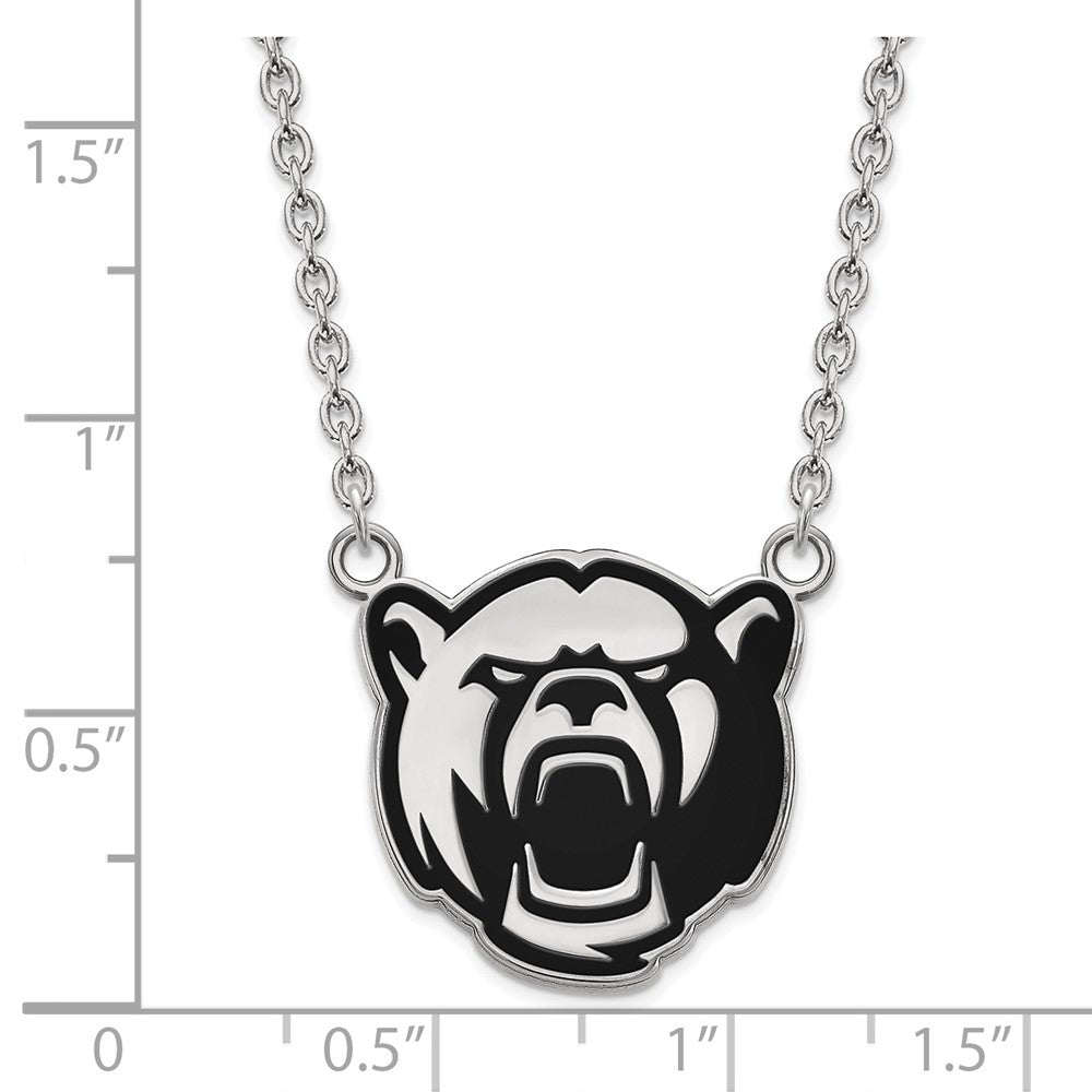 Sterling Silver Rhodium Plated Logoart Baylor University Large Enameled Pendant 18 Inch Necklace