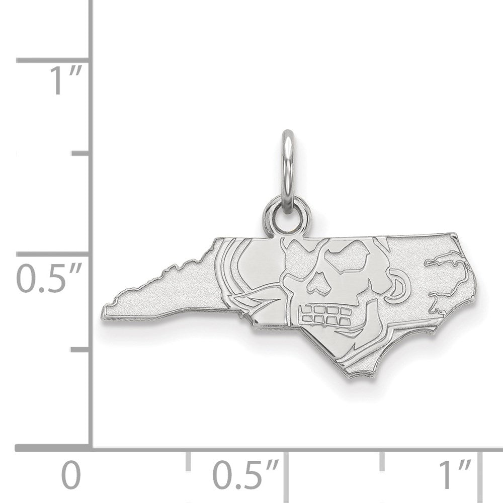 Sterling Silver Rhodium Plated Logoart East Carolina University Map Extra Small Pendant
