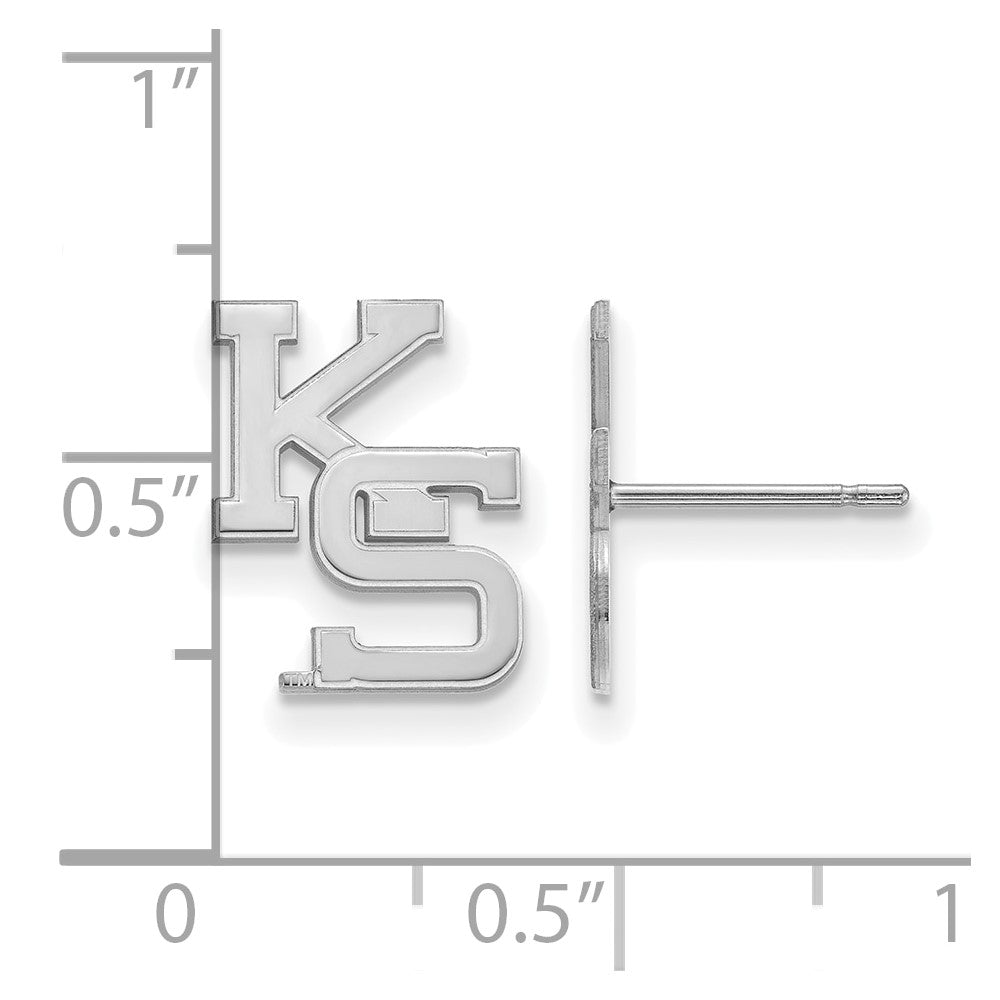 10K White Gold Logoart Kansas State University K S Small Post Earrings