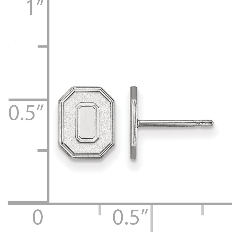 Sterling Silver Rhodium Plated Logoart The Ohio State University Letter O Extra Small Post Earrings