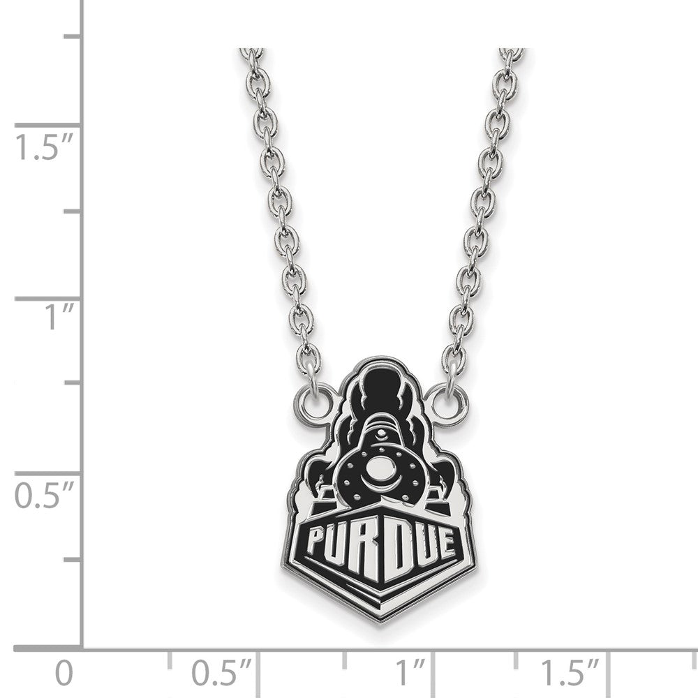 Sterling Silver Rhodium Plated Logoart Purdue University Boilermakers Train Logo Large Enameled Pendant 18 Inch Necklace