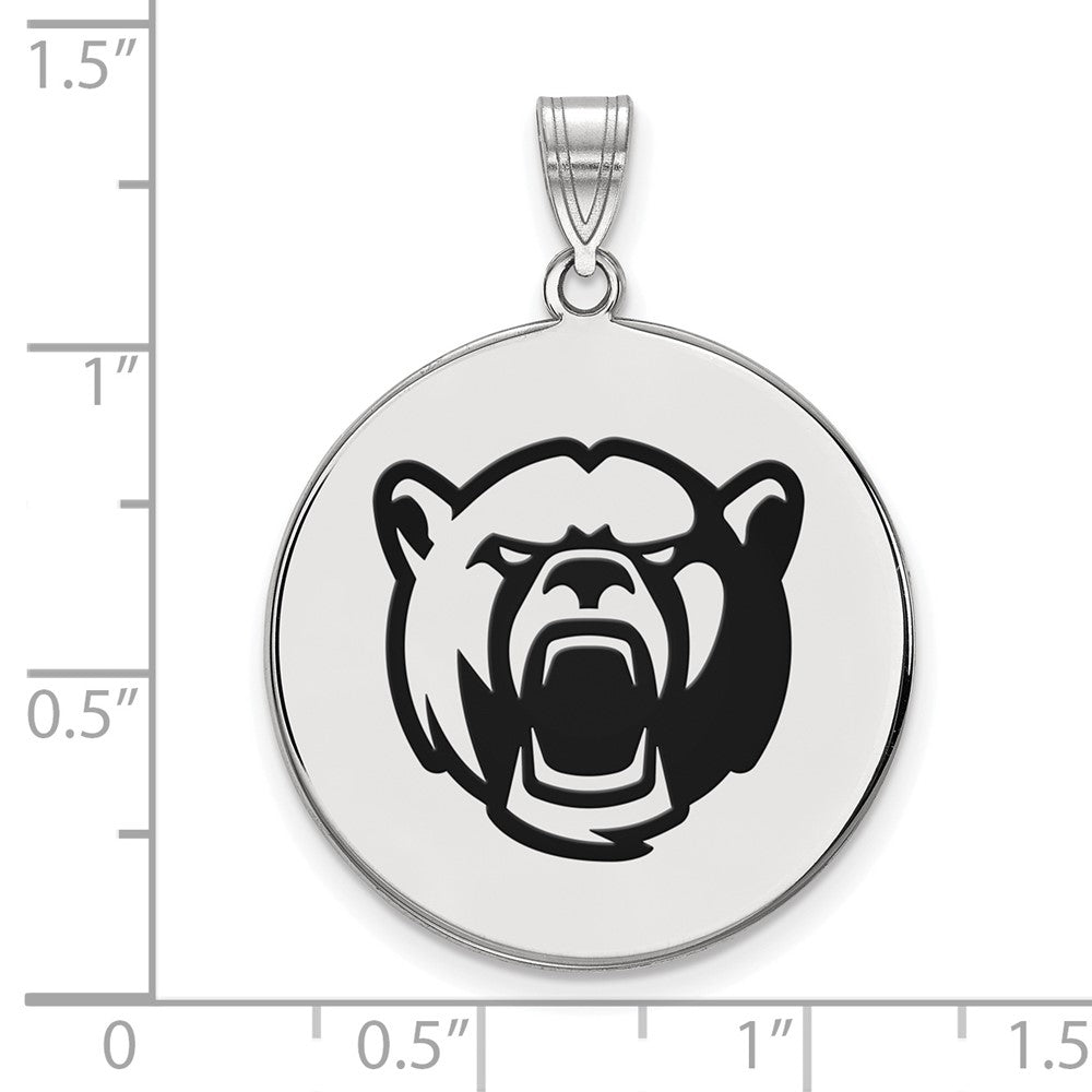 Sterling Silver Rhodium Plated Logoart Baylor University Extra Large Enameled Disc Pendant