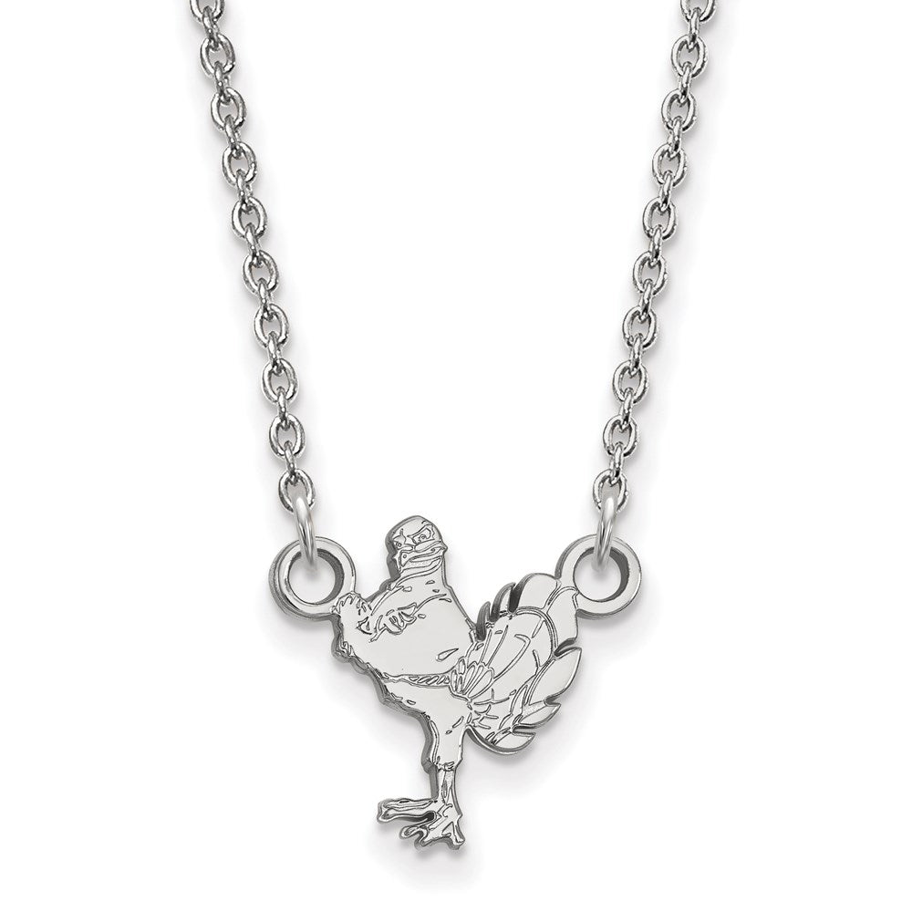 10K White Gold Logoart Virginia Tech Hokiebird Small Pendant 18 Inch Necklace