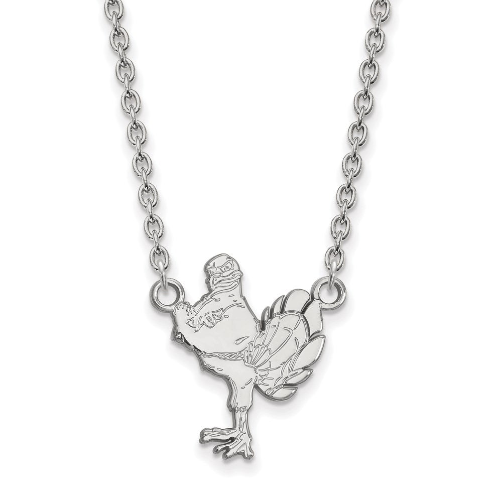 10K White Gold Logoart Virginia Tech Hokiebird Large Pendant 18 Inch Necklace