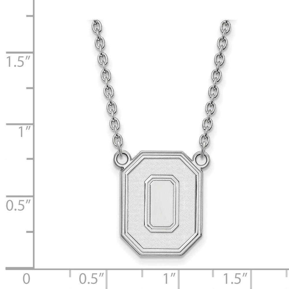 Sterling Silver Rhodium Plated Logoart The Ohio State University Letter O Large Pendant 18 Inch Necklace