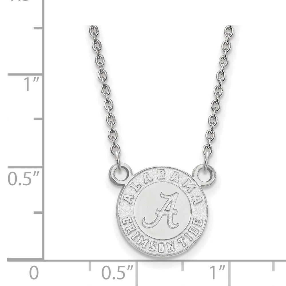 Sterling Silver Rhodium Plated Logoart University Of Alabama Crimson Tide Small Pendant 18 Inch Necklace