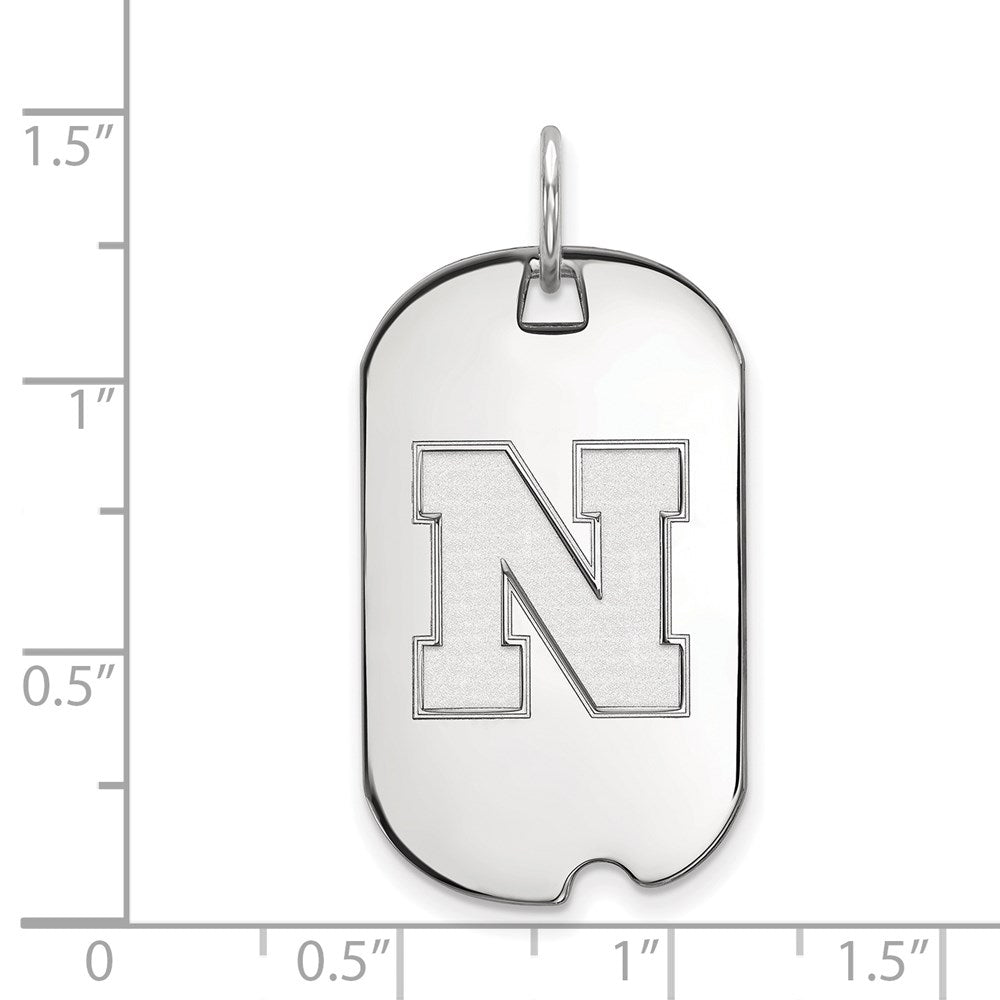 Sterling Silver Rhodium Plated Logoart University Of Nebraska Letter N Small Dog Tag Pendant