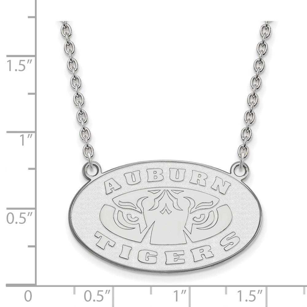 Sterling Silver Rhodium Plated Logoart Auburn Tigers Large Pendant 18 Inch Necklace