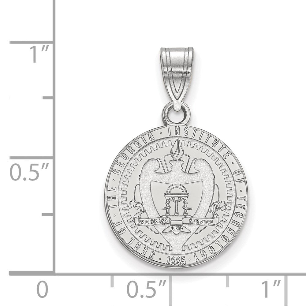 Sterling Silver Rhodium Plated Logoart Georgia Institute Of Technology Medium Crest Pendant