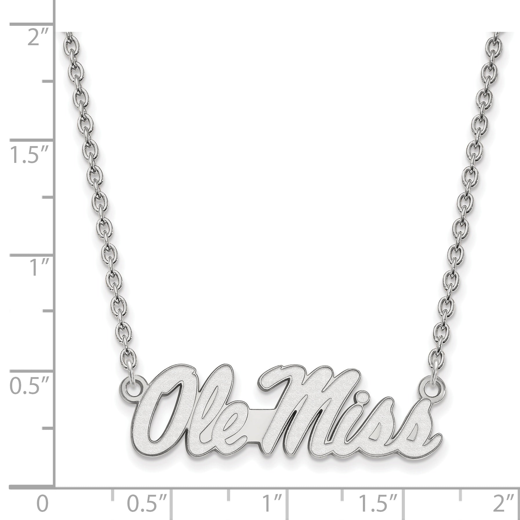 Sterling Silver Rhodium Plated Logoart University Of Mississippi Ole Miss Large Pendant 18 Inch Necklace