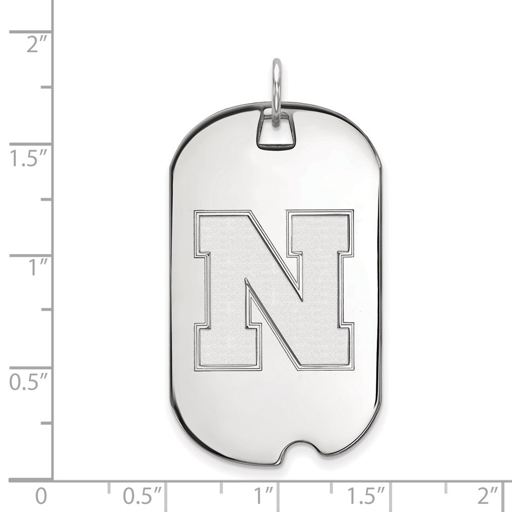 10K White Gold Logoart University Of Nebraska Letter N Large Dog Tag Pendant