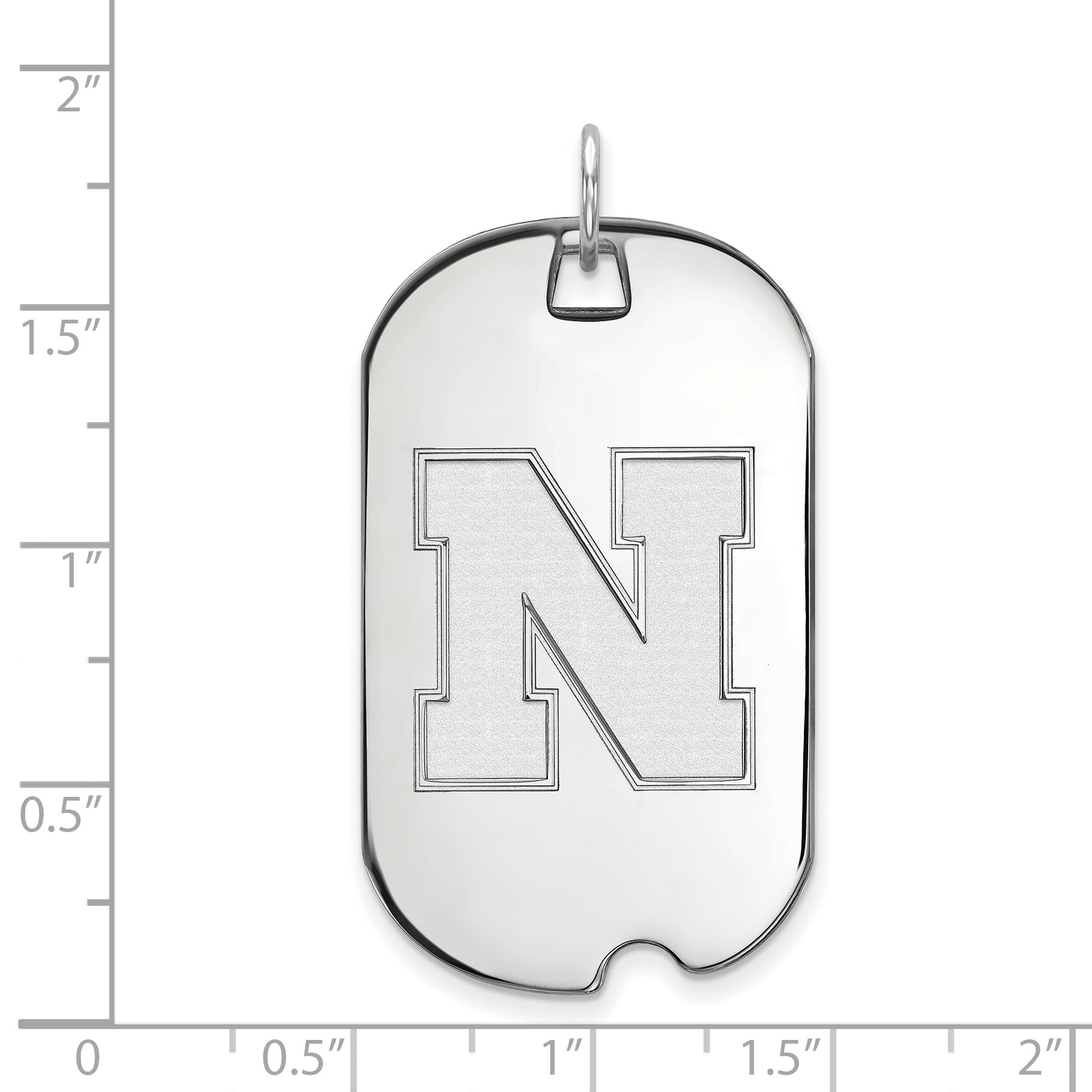 Sterling Silver Rhodium Plated Logoart University Of Nebraska Letter N Large Dog Tag Pendant