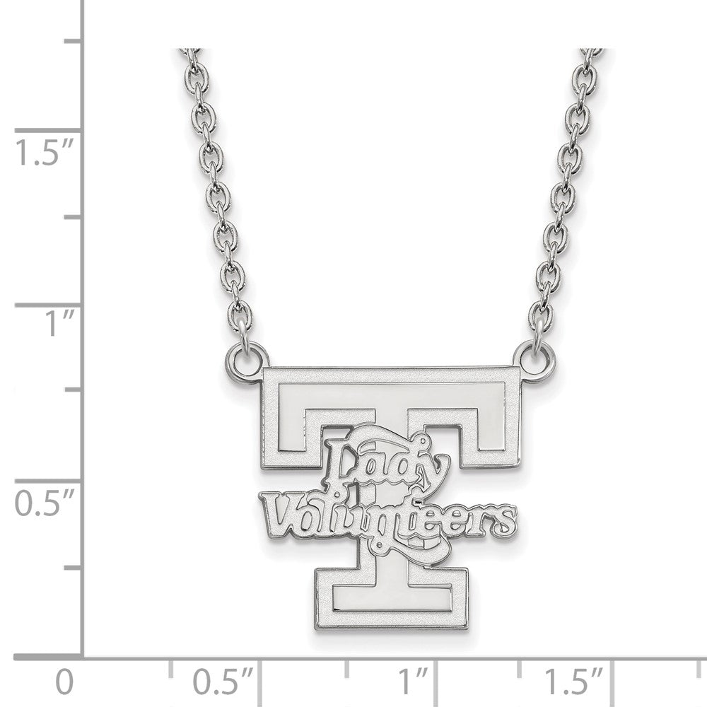 Sterling Silver Rhodium Plated Logoart University Of Tennessee Lady Volunteers Large Pendant 18 Inch Necklace