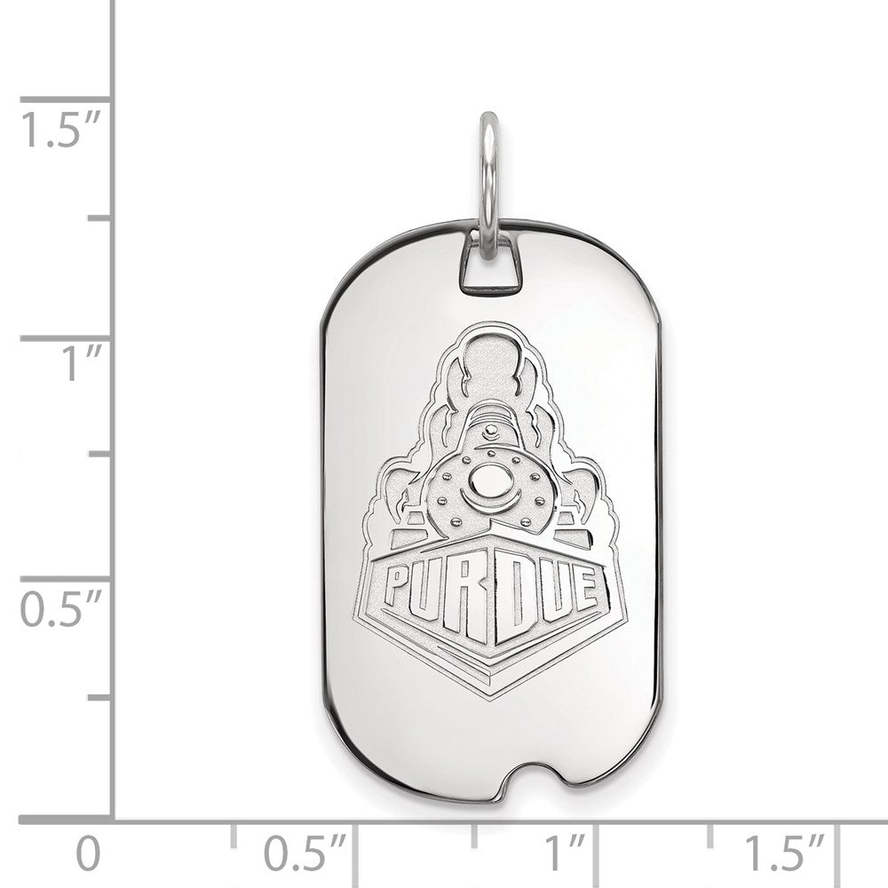Sterling Silver Rhodium Plated Logoart Purdue University Boilermakers Train Logo Small Dog Tag Pendant