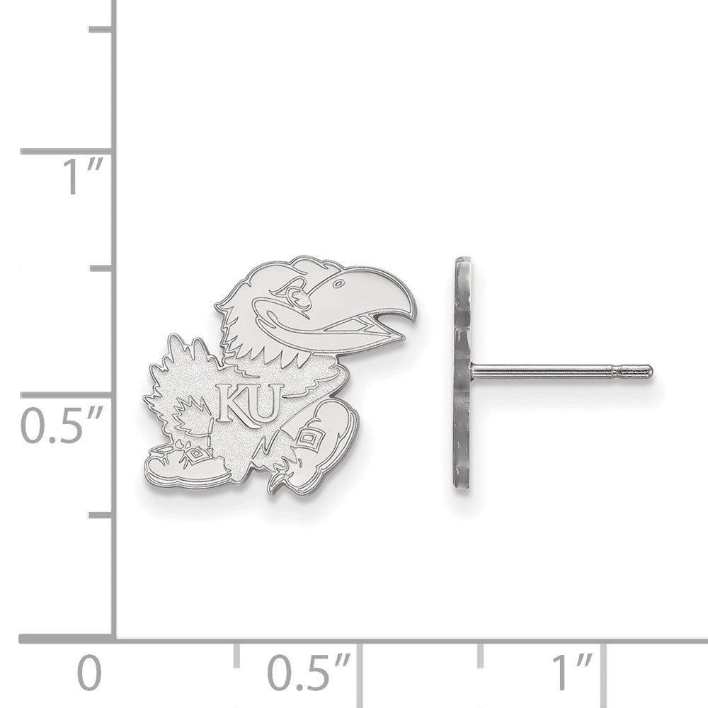 10K White Gold Logoart University Of Kansas Jayhawk Small Post Earrings
