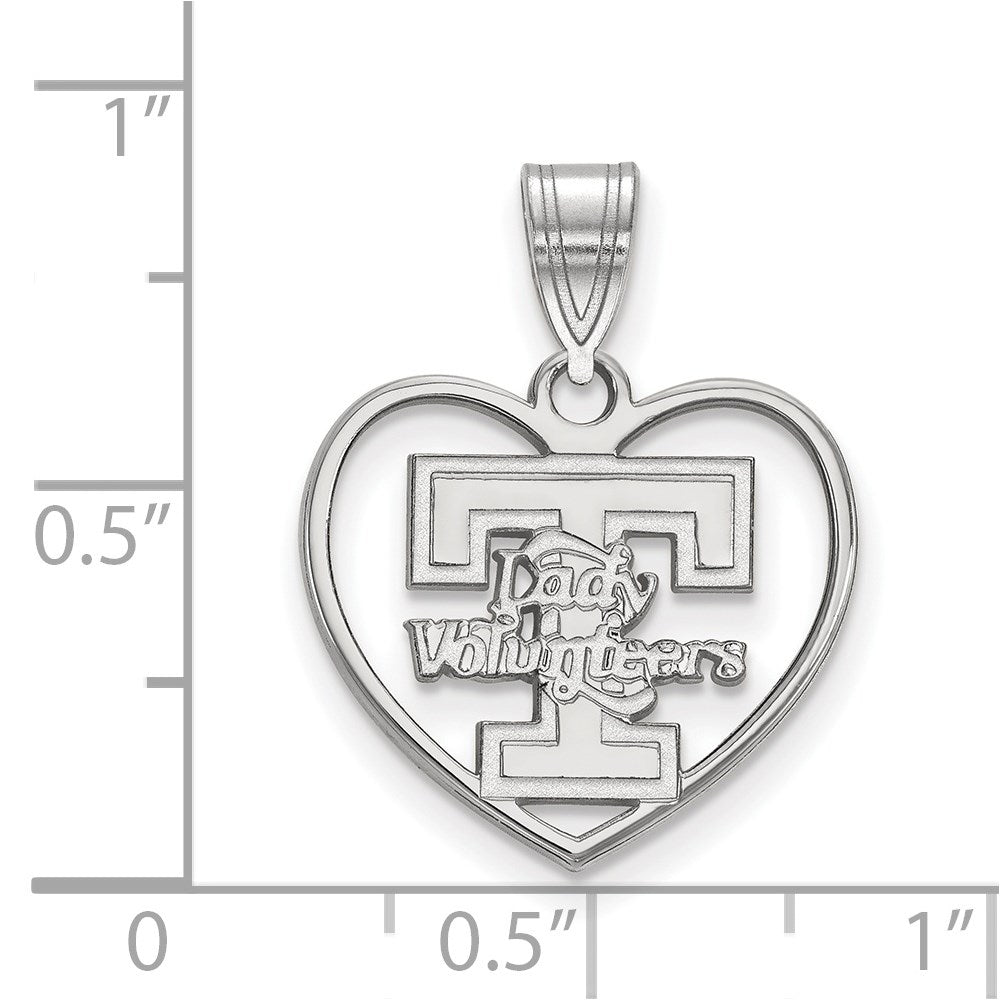 Sterling Silver Rhodium Plated Logoart University Of Tennessee Lady Volunteers Heart Pendant