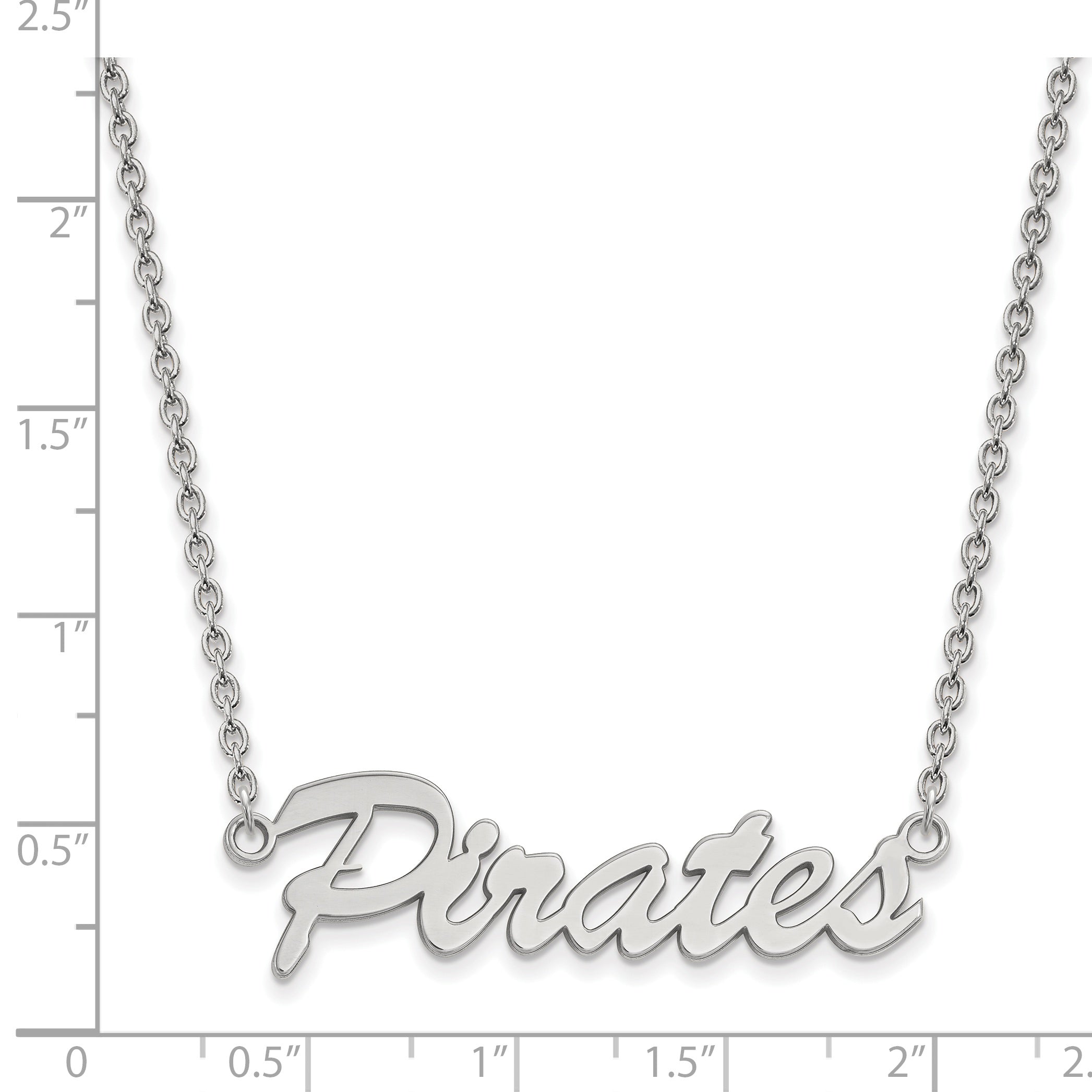 Sterling Silver Rhodium Plated Logoart East Carolina University Pirates Script Medium Pendant 18 Inch Necklace