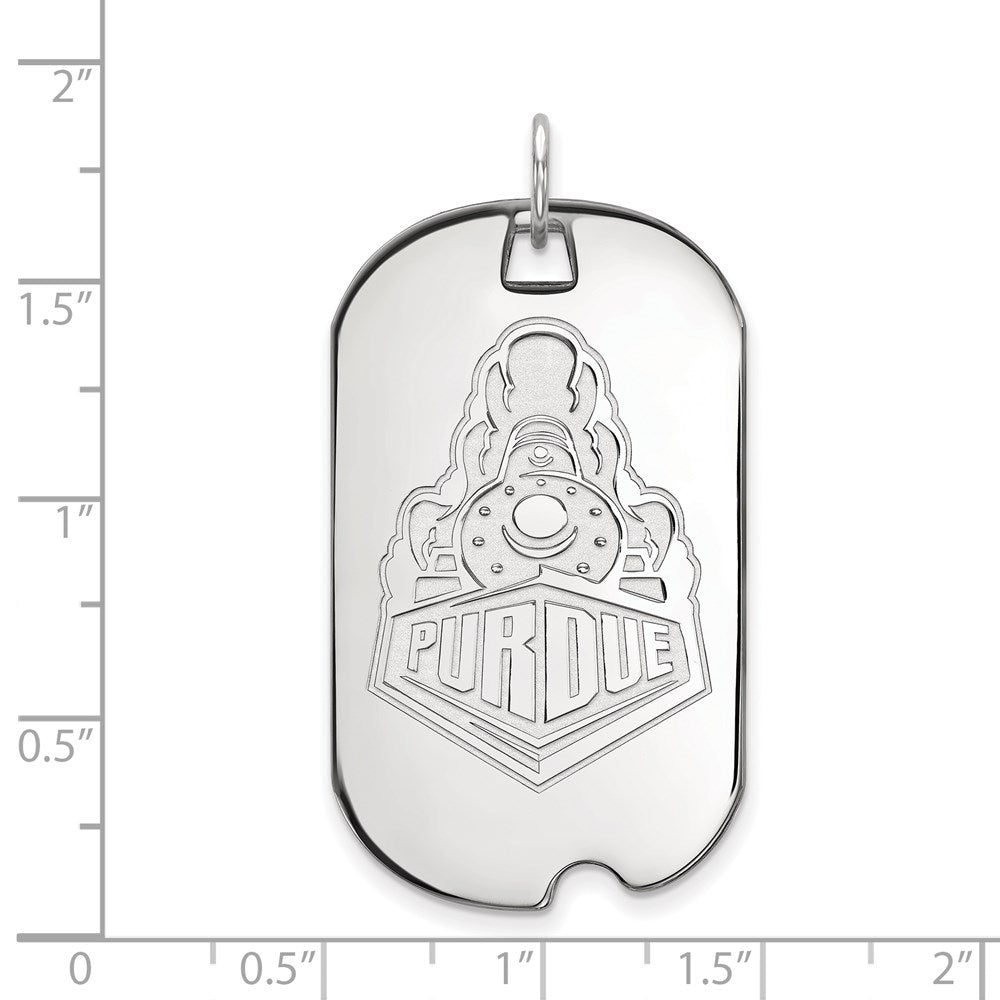 10K White Gold Logoart Purdue University Boilermakers Train Logo Large Dog Tag Pendant