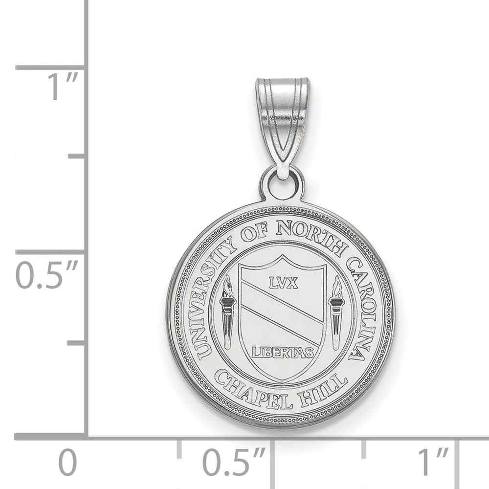 Sterling Silver Rhodium Plated Logoart University Of North Carolina Medium Crest Pendant