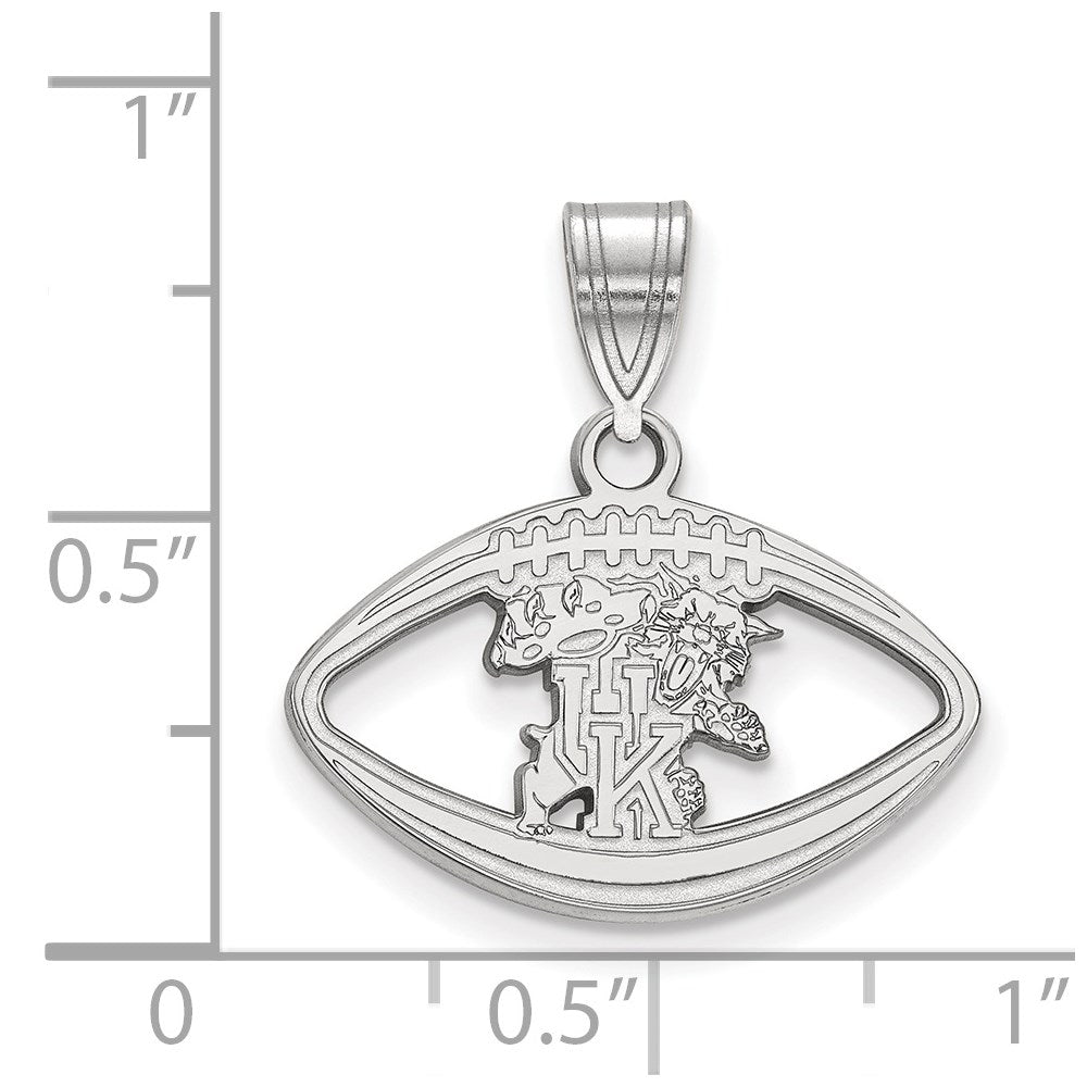 Sterling Silver Rhodium Plated Logoart University Of Kentucky U K Wildcat Football Pendant