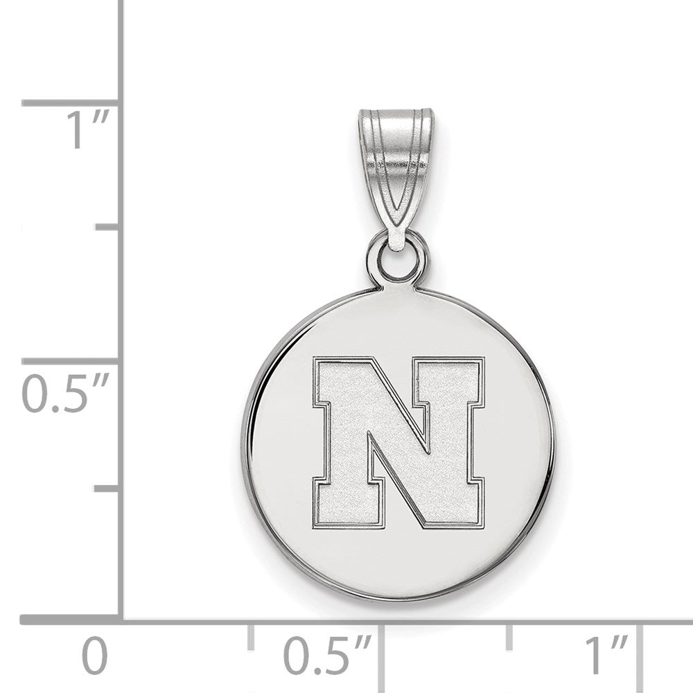 10K White Gold Logoart University Of Nebraska Letter N Medium Disc Pendant