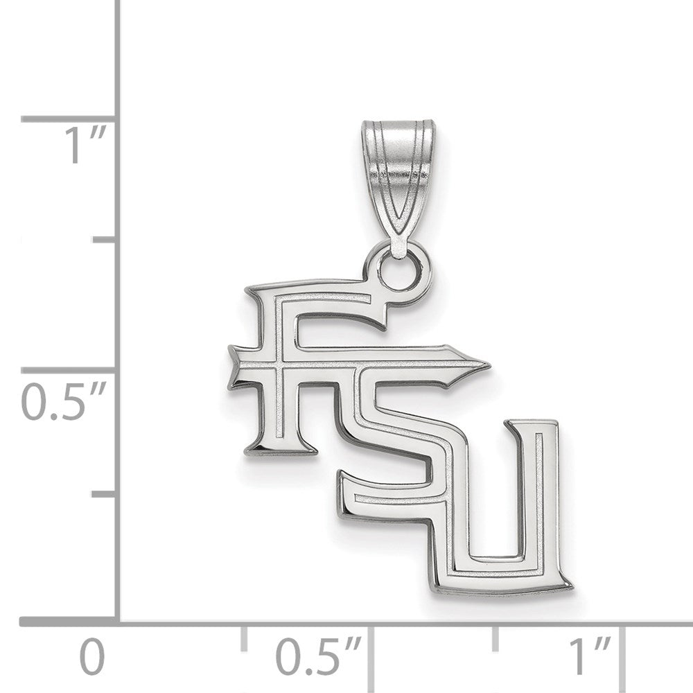 14K White Gold Logoart Florida State University F S U Medium Pendant