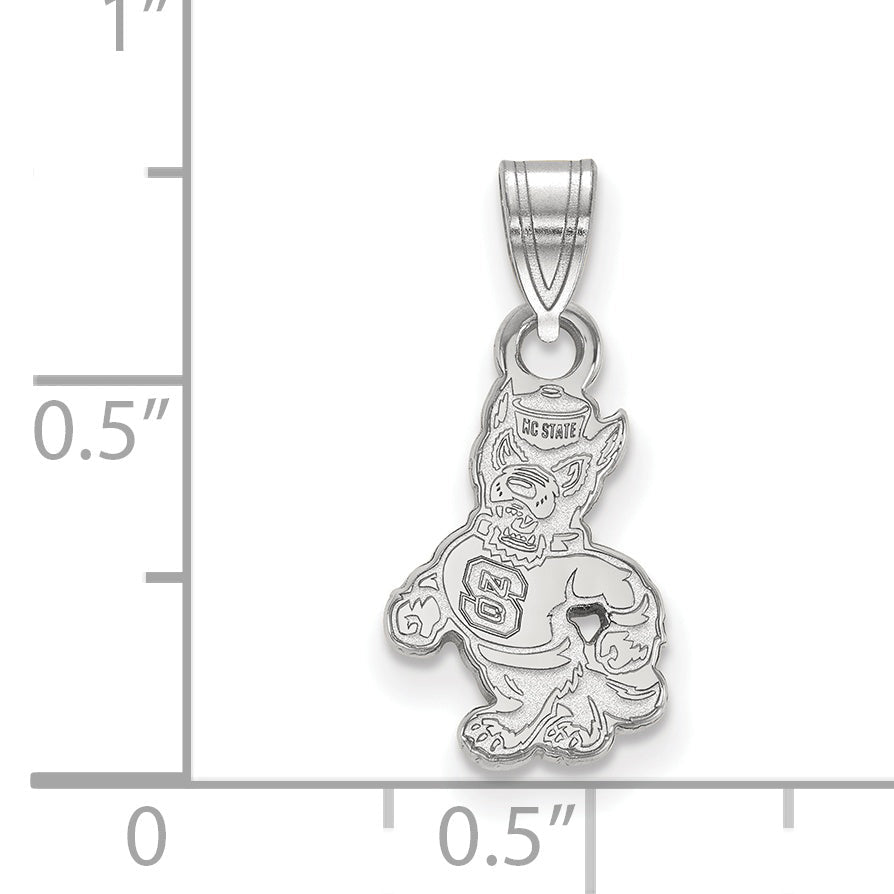 Sterling Silver Rhodium Plated Logoart North Carolina State University Wolf Small Pendant