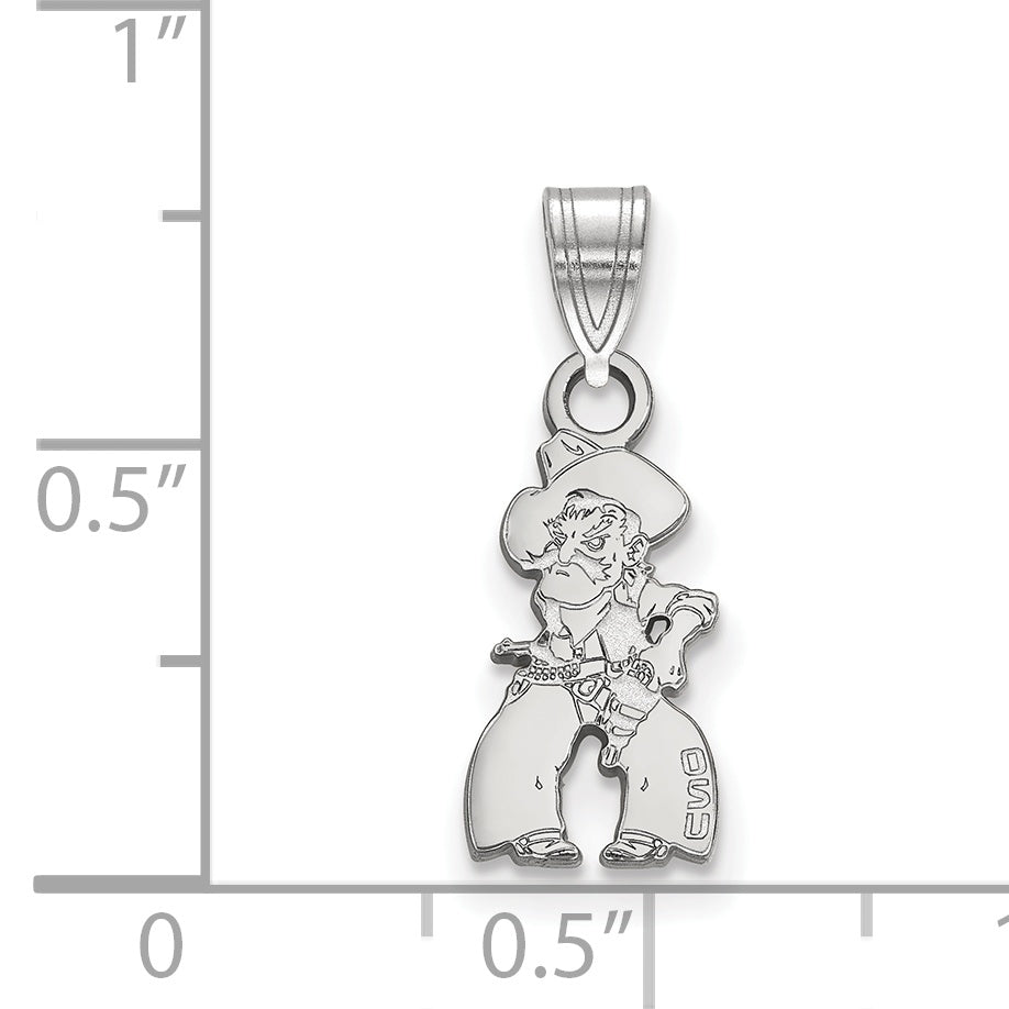 Sterling Silver Rhodium Plated Logoart Oklahoma State University Cowboy Small Pendant