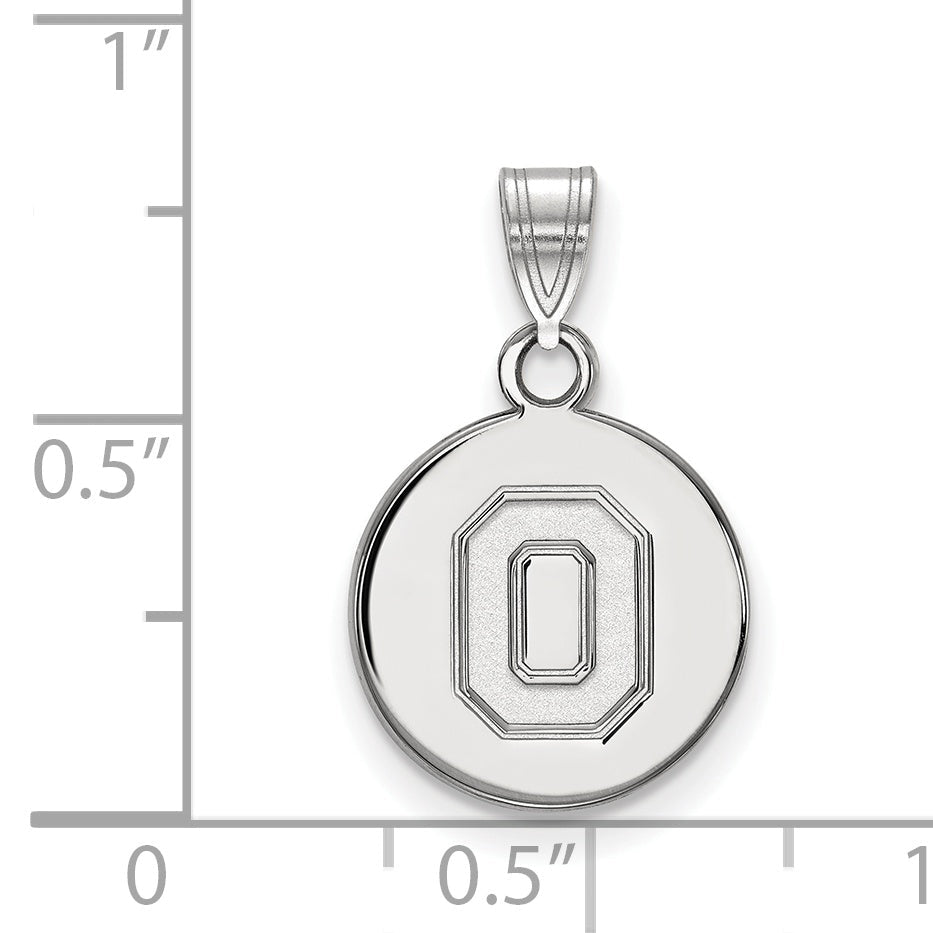Sterling Silver Rhodium Plated Logoart The Ohio State University Letter O Small Disc Pendant