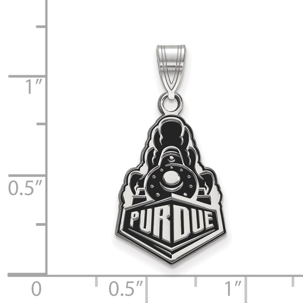 Sterling Silver Rhodium Plated Logoart Purdue University Boilermakers Train Logo Large Enameled Pendant